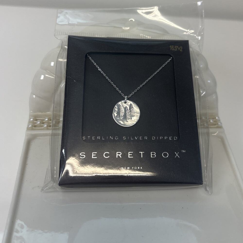 Secret Box Sterling Silver Dipped Necklace Trees Nature 16.5” 2 Boho‎ Indie Gift